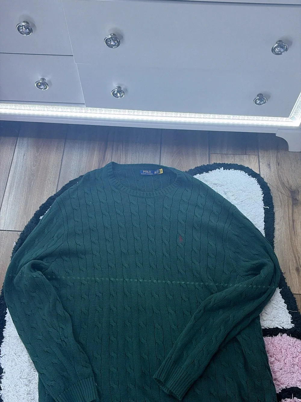Ralph Lauren Dark Green Cable Knit Crewneck Sweater